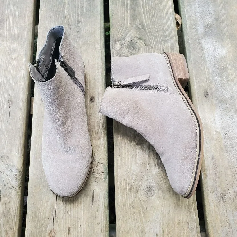 Blondo Liam Waterproof Mushroom Gray Suede Leather Zip Ankle‎ Boots Booties 7